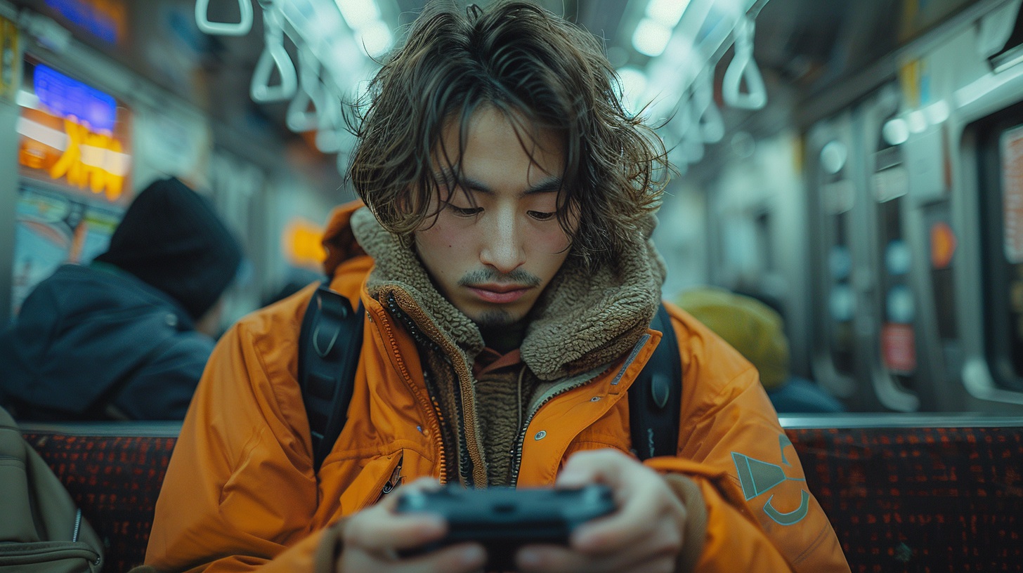 Man playing on game console